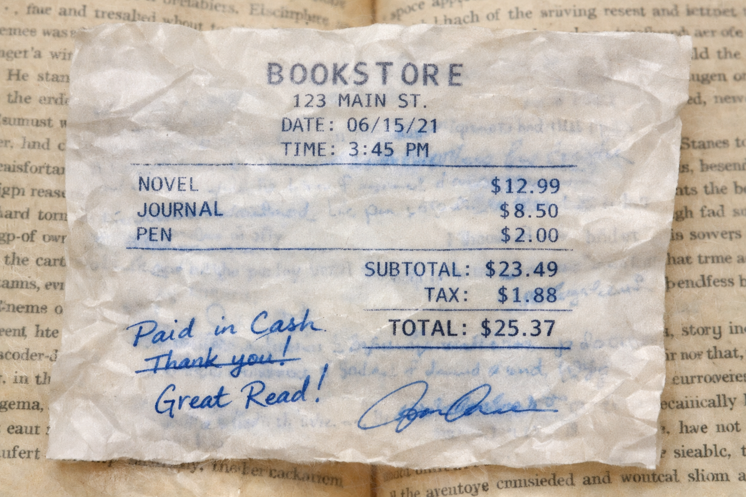 The Receipt Between Pages